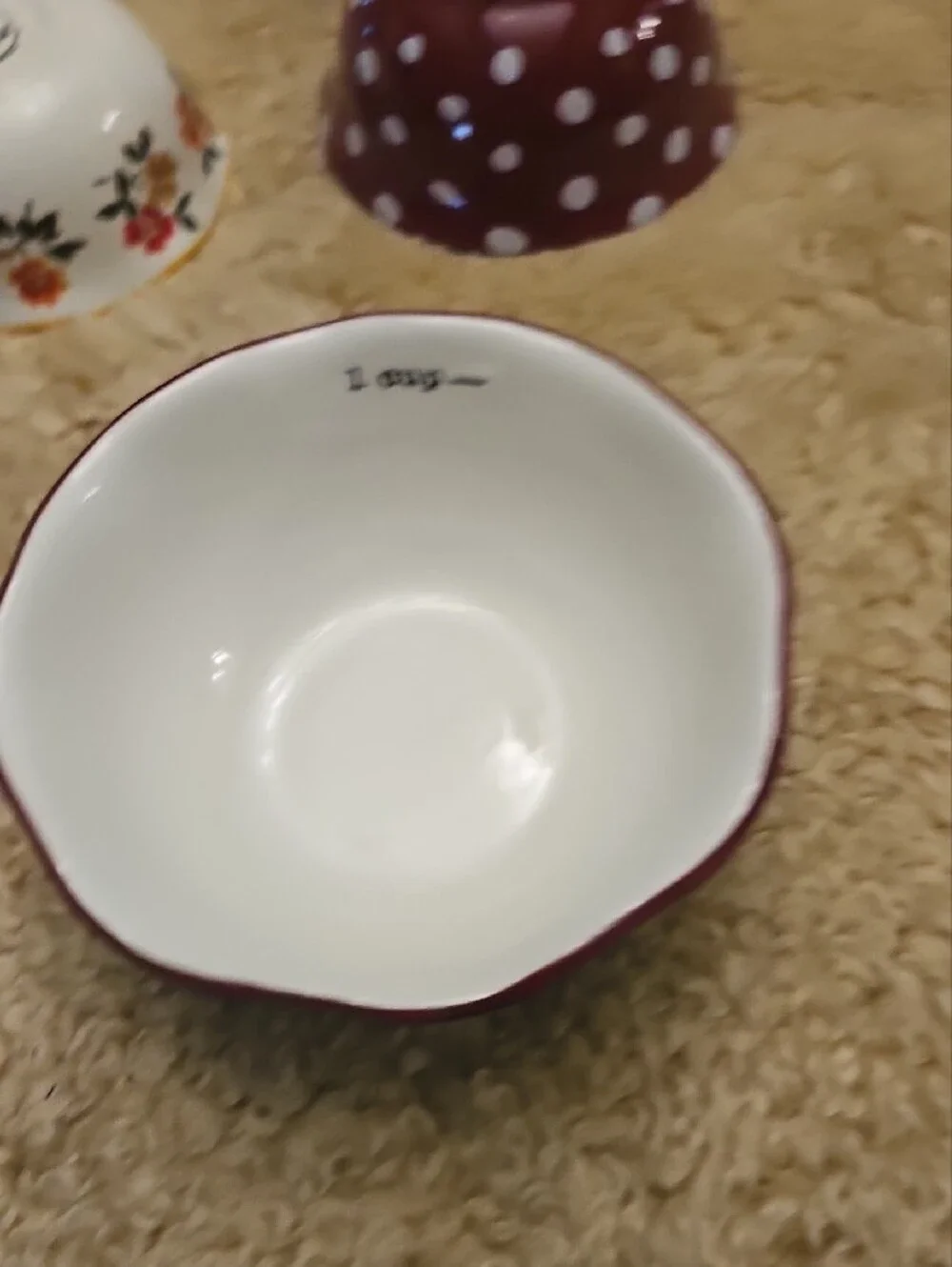 Ceramic Measuring Bowls Set with Red Accent - Home Accents
